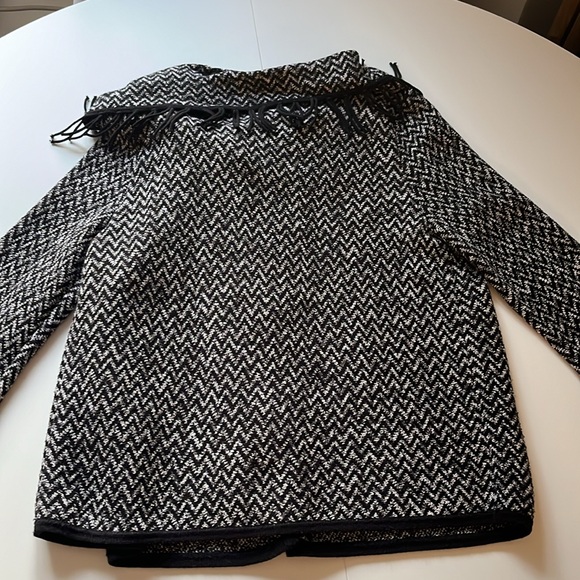 Chico’s black and white snap collar wrap sweater - Picture 4 of 4